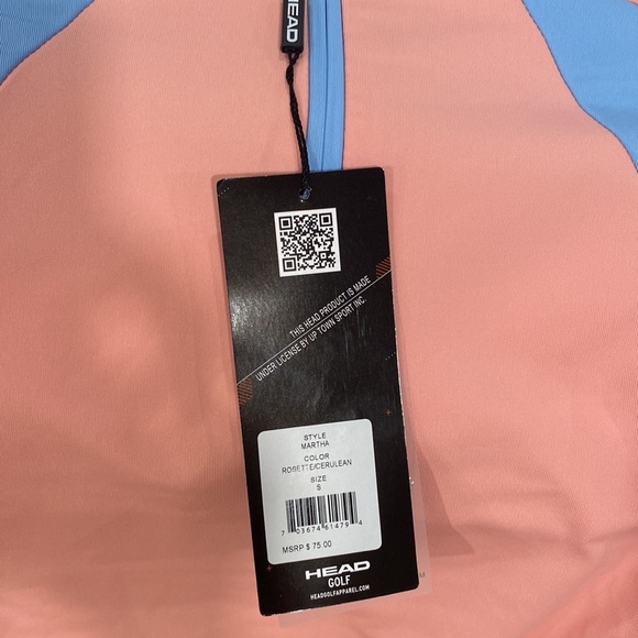 PRICE DROP‼️NWT Head Golf quarter zip pink and blue the Martha pullover. Size S - Picture 5 of 8